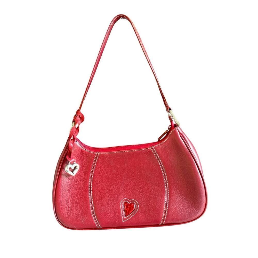 Brighton Hilda Moon Purse Bag Red Leather, Small Shoulder, Embossed READ